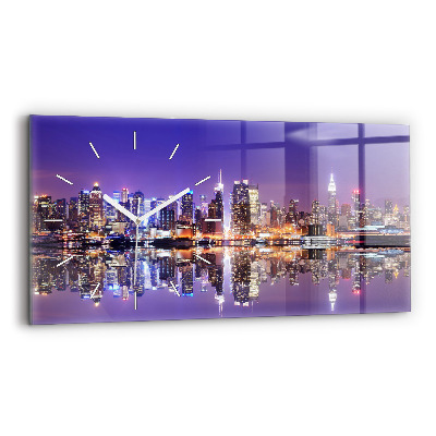 Horizontal wall clock New York at night