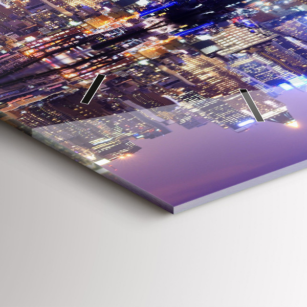 Horizontal wall clock New York at night