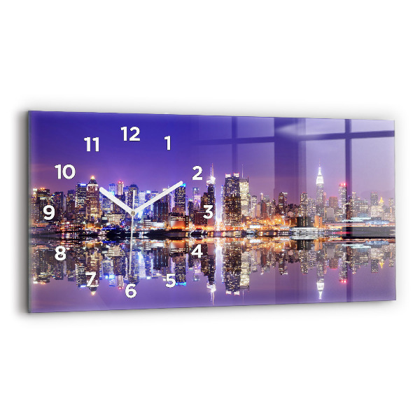 Horizontal wall clock New York at night