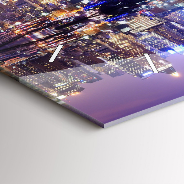 Horizontal wall clock New York at night