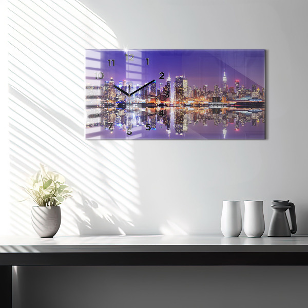 Horizontal wall clock New York at night