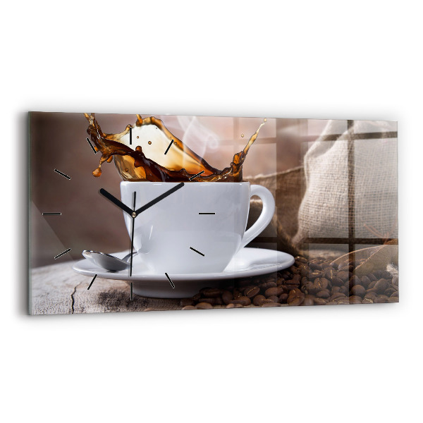 Horizontal wall clock A cup of coffee