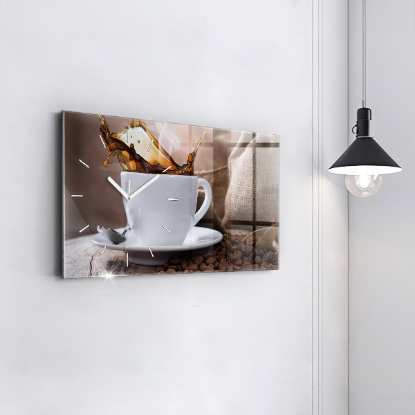 Horizontal wall clock A cup of coffee