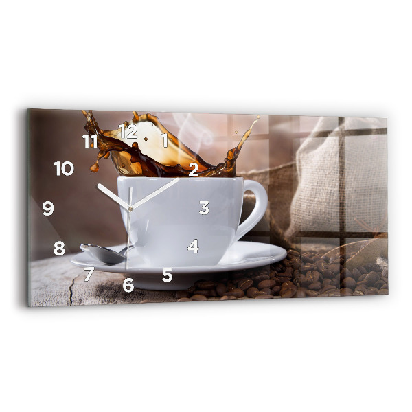 Horizontal wall clock A cup of coffee