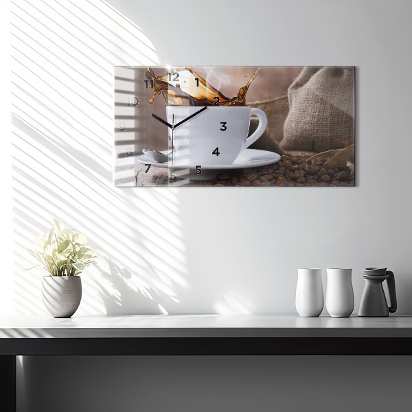 Horizontal wall clock A cup of coffee