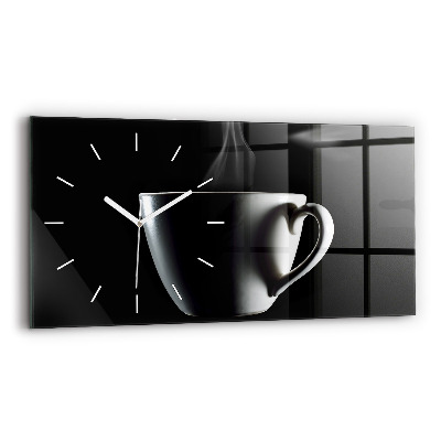 Horizontal wall clock A cup of coffee