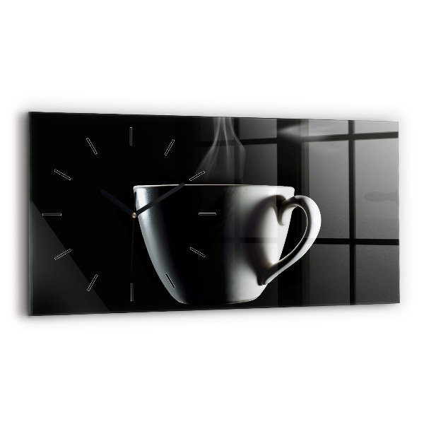 Horizontal wall clock A cup of coffee