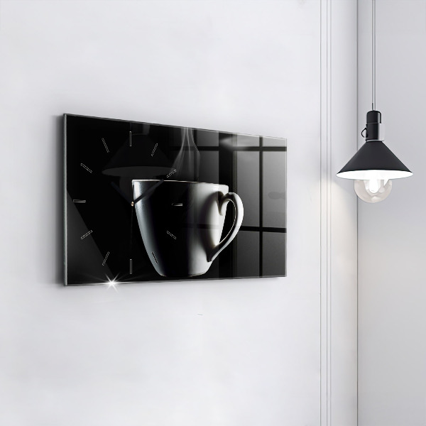 Horizontal wall clock A cup of coffee