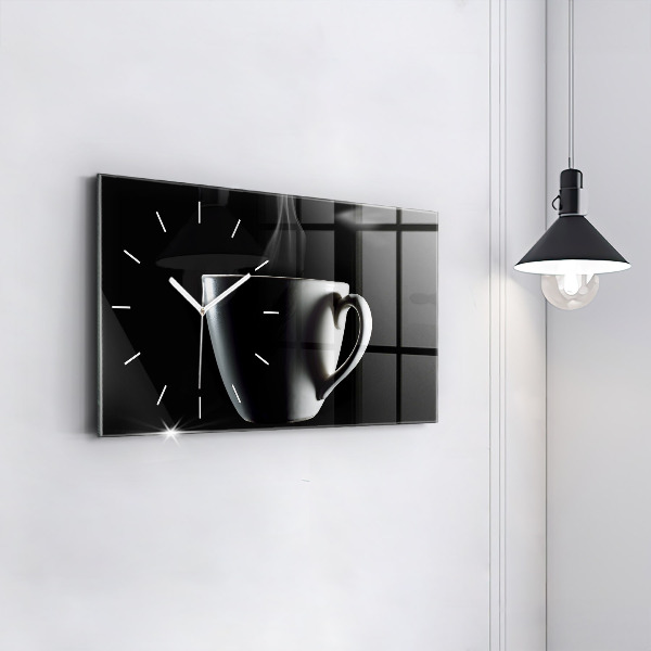 Horizontal wall clock A cup of coffee