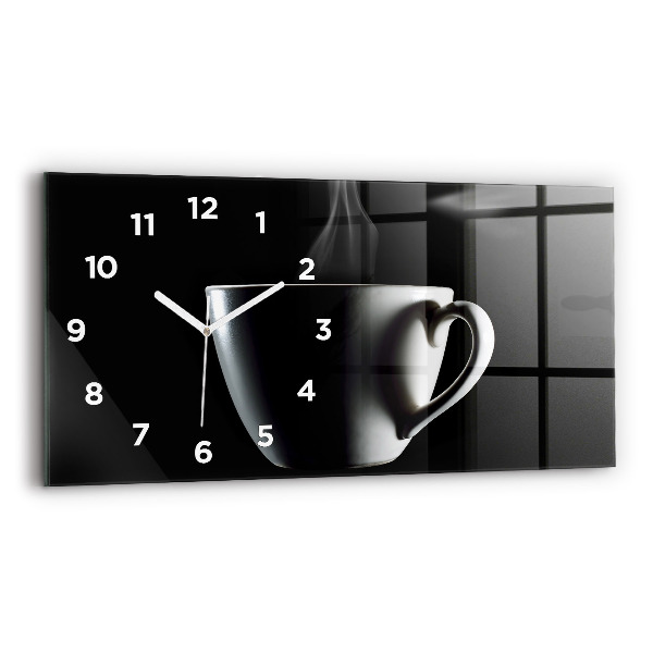 Horizontal wall clock A cup of coffee