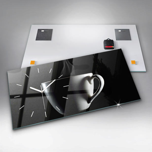 Horizontal wall clock A cup of coffee