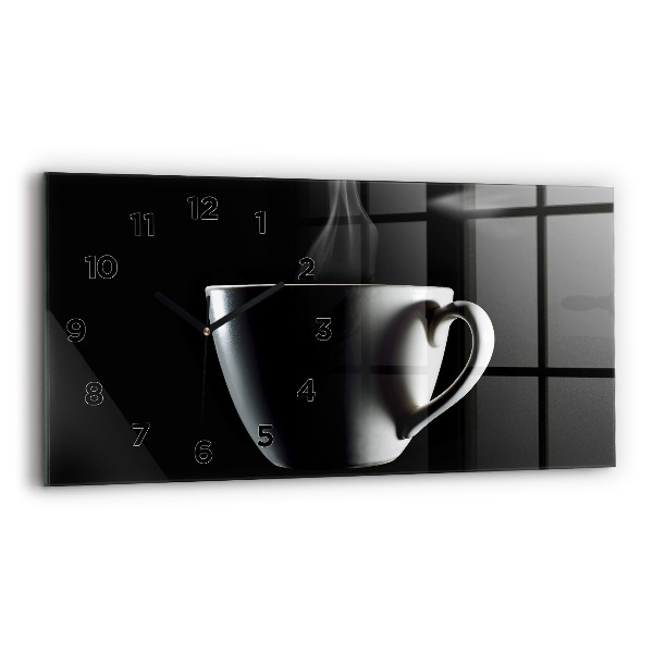 Horizontal wall clock A cup of coffee