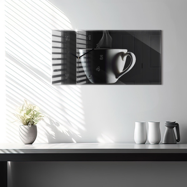 Horizontal wall clock A cup of coffee