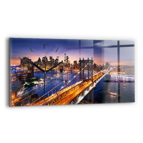 Horizontal wall clock New York and the sunset