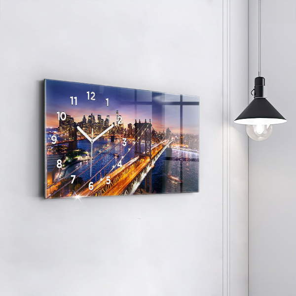 Horizontal wall clock New York and the sunset