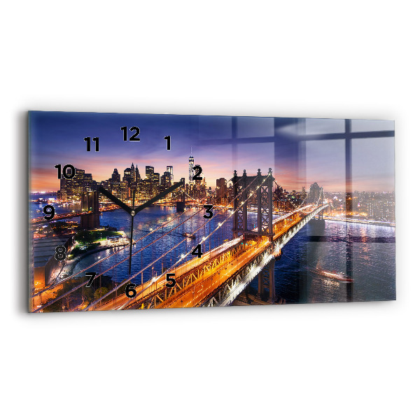 Horizontal wall clock New York and the sunset
