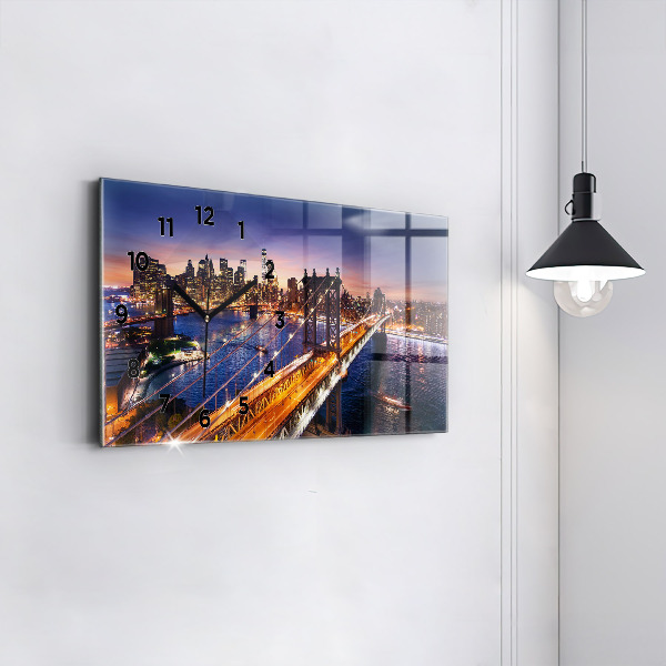 Horizontal wall clock New York and the sunset