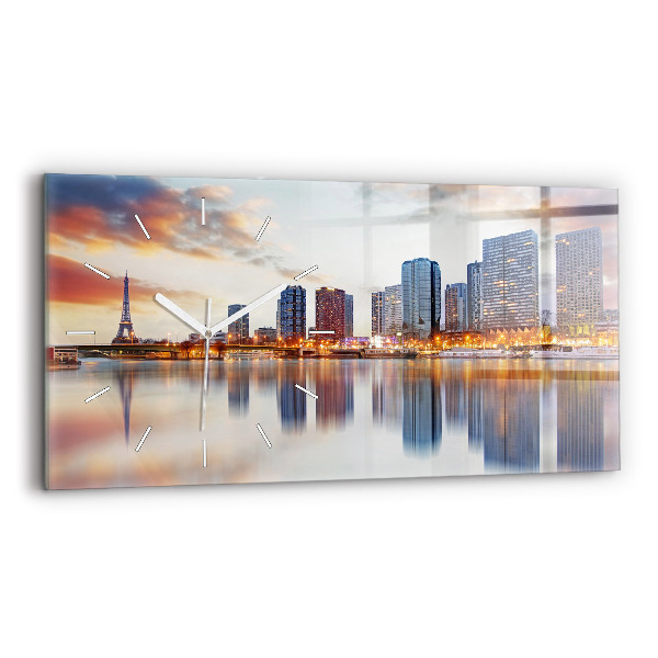 Horizontal wall clock Panorama with the Eiffel Tower