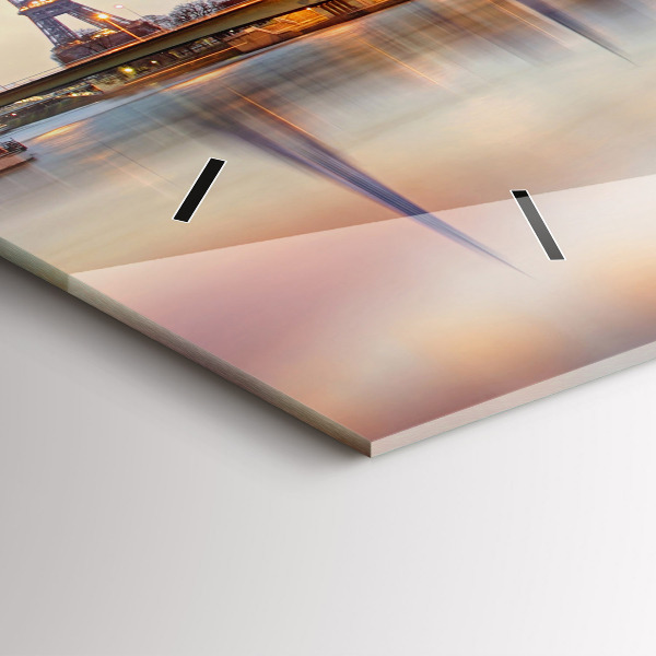 Horizontal wall clock Panorama with the Eiffel Tower