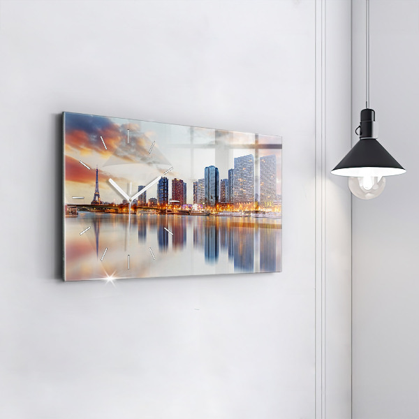 Horizontal wall clock Panorama with the Eiffel Tower