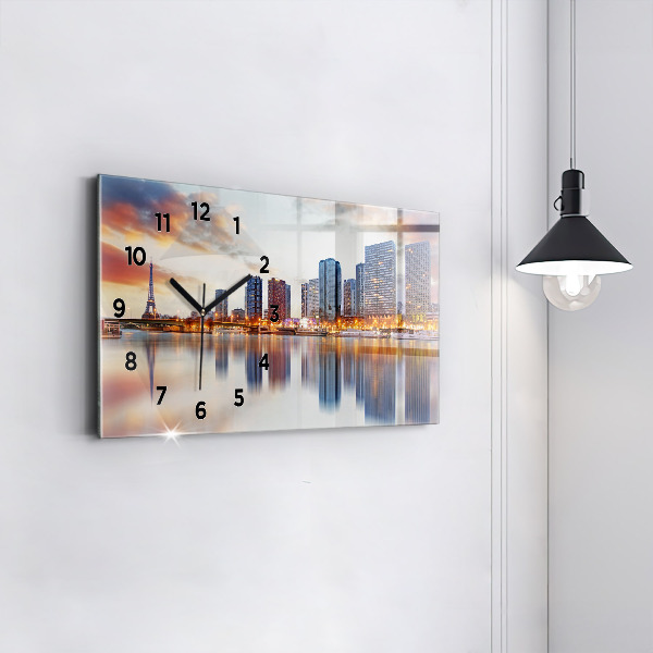 Horizontal wall clock Panorama with the Eiffel Tower