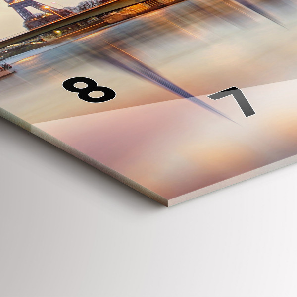 Horizontal wall clock Panorama with the Eiffel Tower