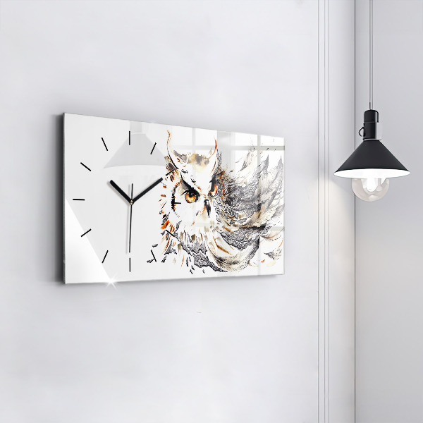Horizontal wall clock Owl symbol of wisdom
