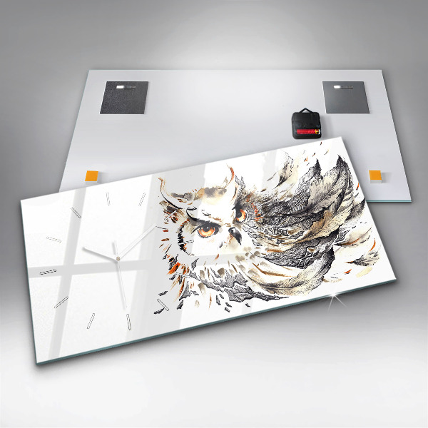 Horizontal wall clock Owl symbol of wisdom