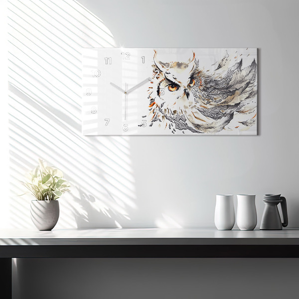 Horizontal wall clock Owl symbol of wisdom