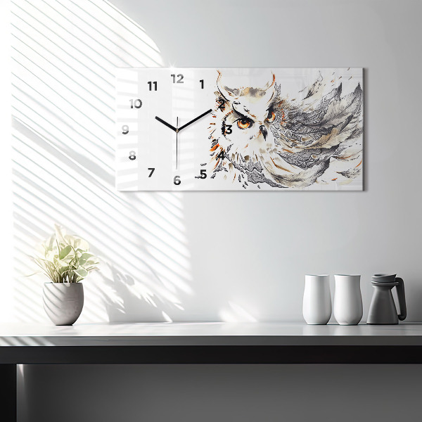 Horizontal wall clock Owl symbol of wisdom