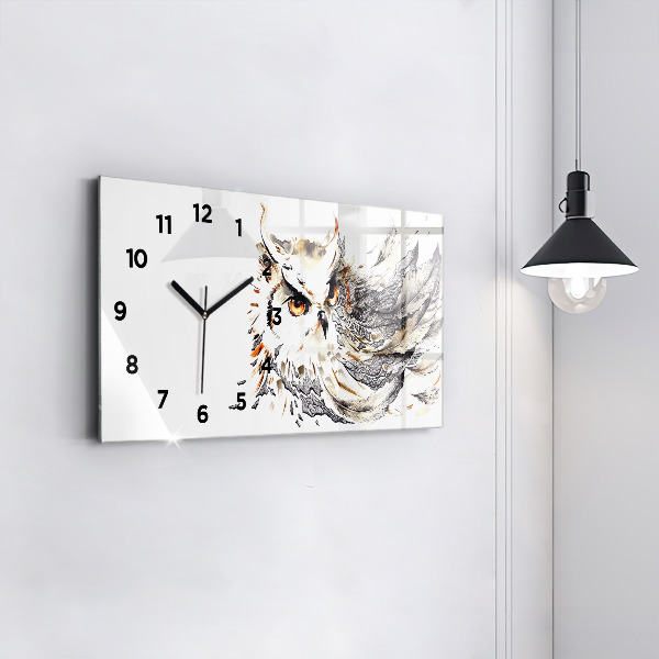 Horizontal wall clock Owl symbol of wisdom