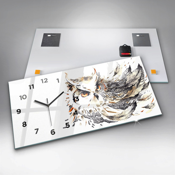 Horizontal wall clock Owl symbol of wisdom