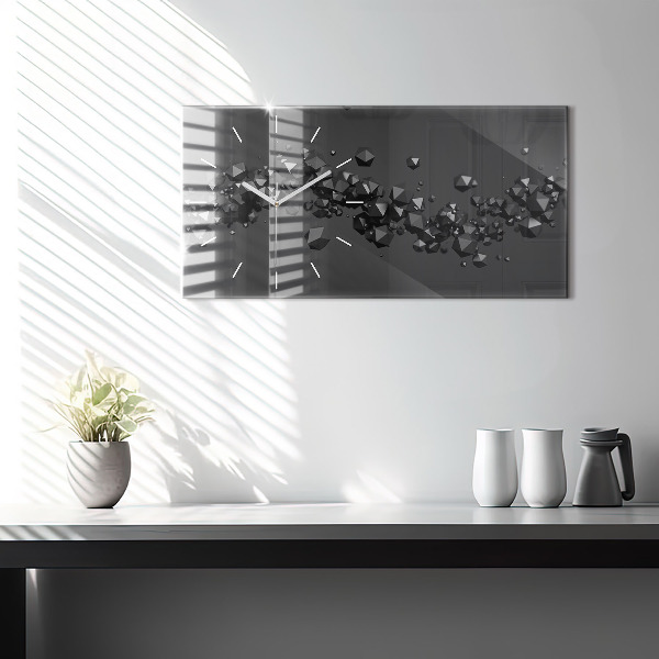 Horizontal wall clock Black abstraction