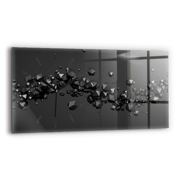 Horizontal wall clock Black abstraction