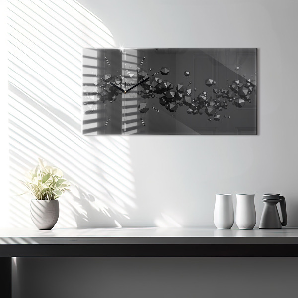 Horizontal wall clock Black abstraction