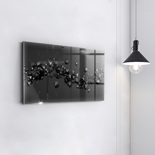 Horizontal wall clock Black abstraction