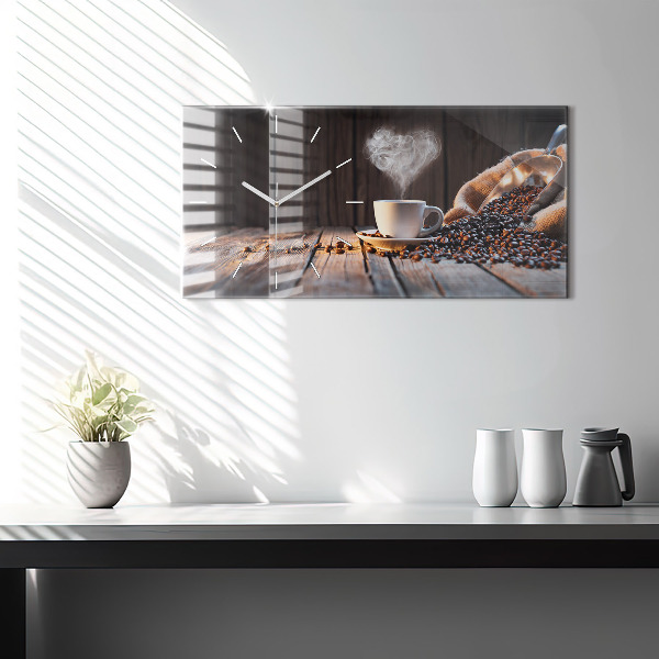Horizontal wall clock A cup of coffee