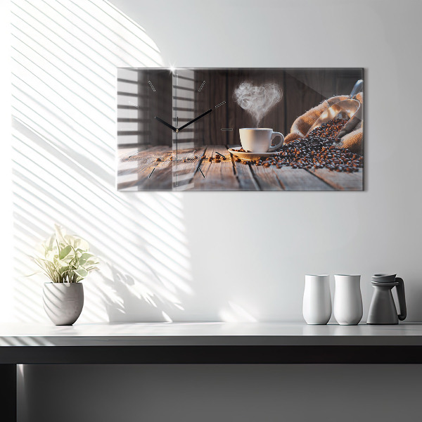 Horizontal wall clock A cup of coffee