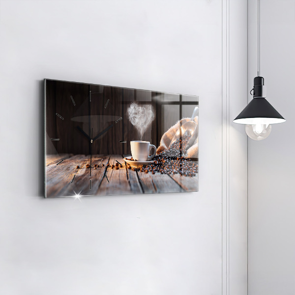 Horizontal wall clock A cup of coffee