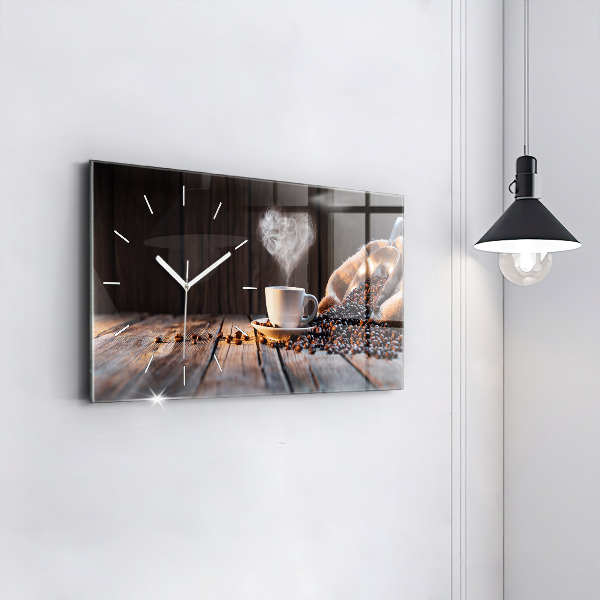 Horizontal wall clock A cup of coffee