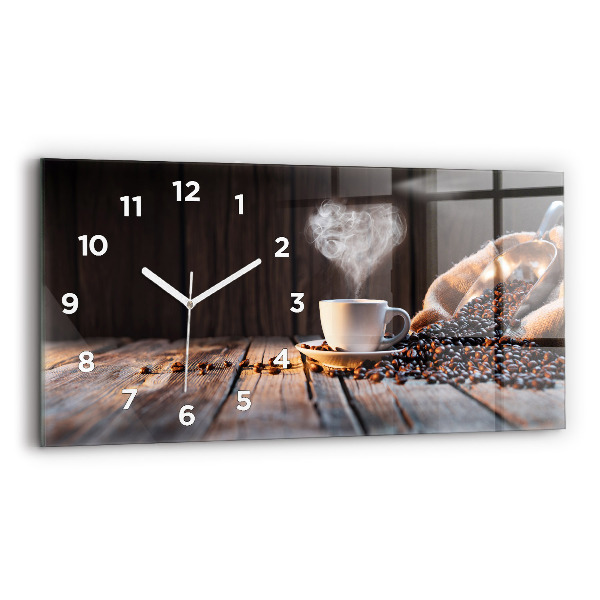 Horizontal wall clock A cup of coffee