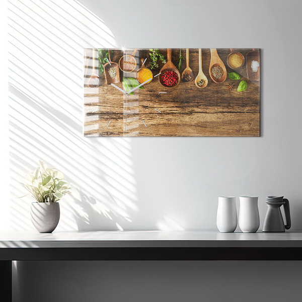 Horizontal wall clock Spoons of spices
