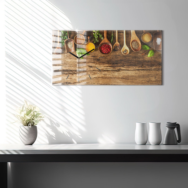 Horizontal wall clock Spoons of spices