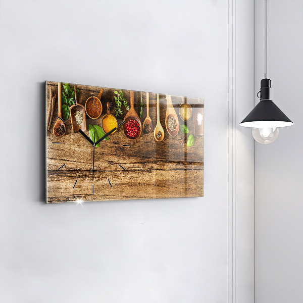 Horizontal wall clock Spoons of spices