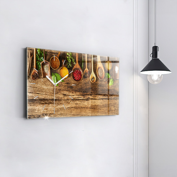 Horizontal wall clock Spoons of spices