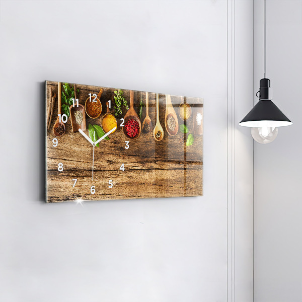 Horizontal wall clock Spoons of spices