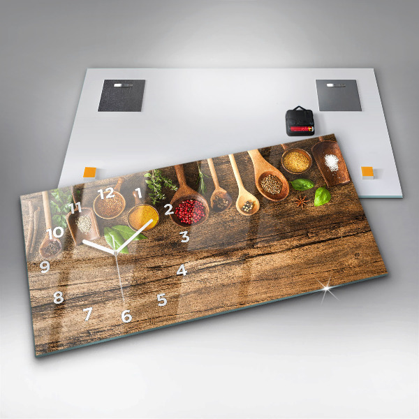 Horizontal wall clock Spoons of spices