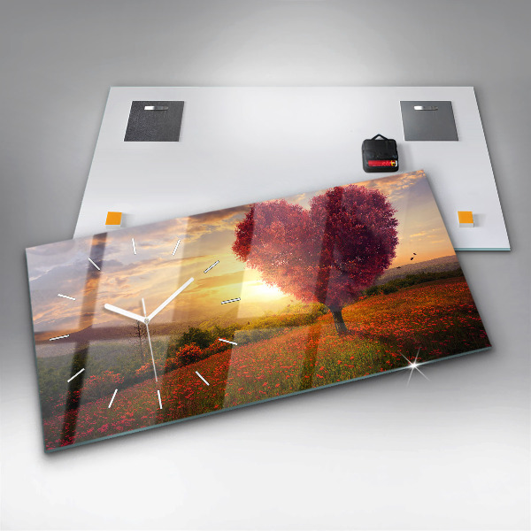 Horizontal wall clock Love Heart Tree