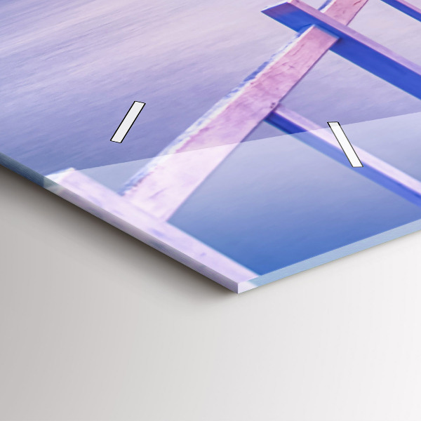 Horizontal wall clock The bridge in the port in the evening