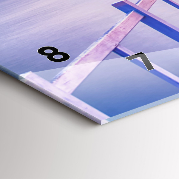 Horizontal wall clock The bridge in the port in the evening